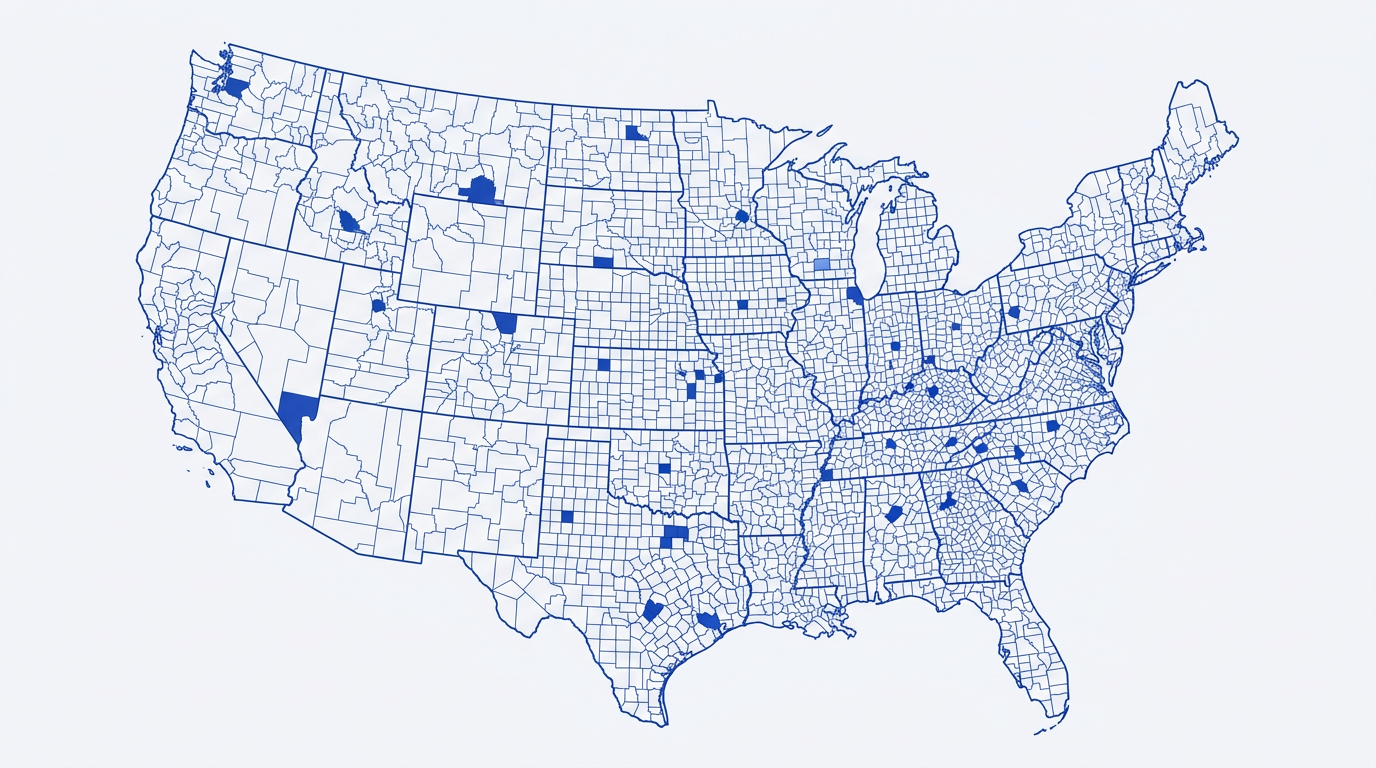 United States divided into county territories